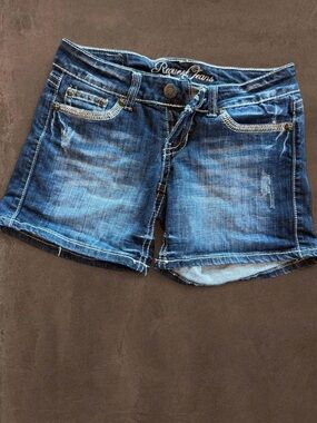 Request Jeans Y2K Super Low Rise Studded Denim Shorts 26